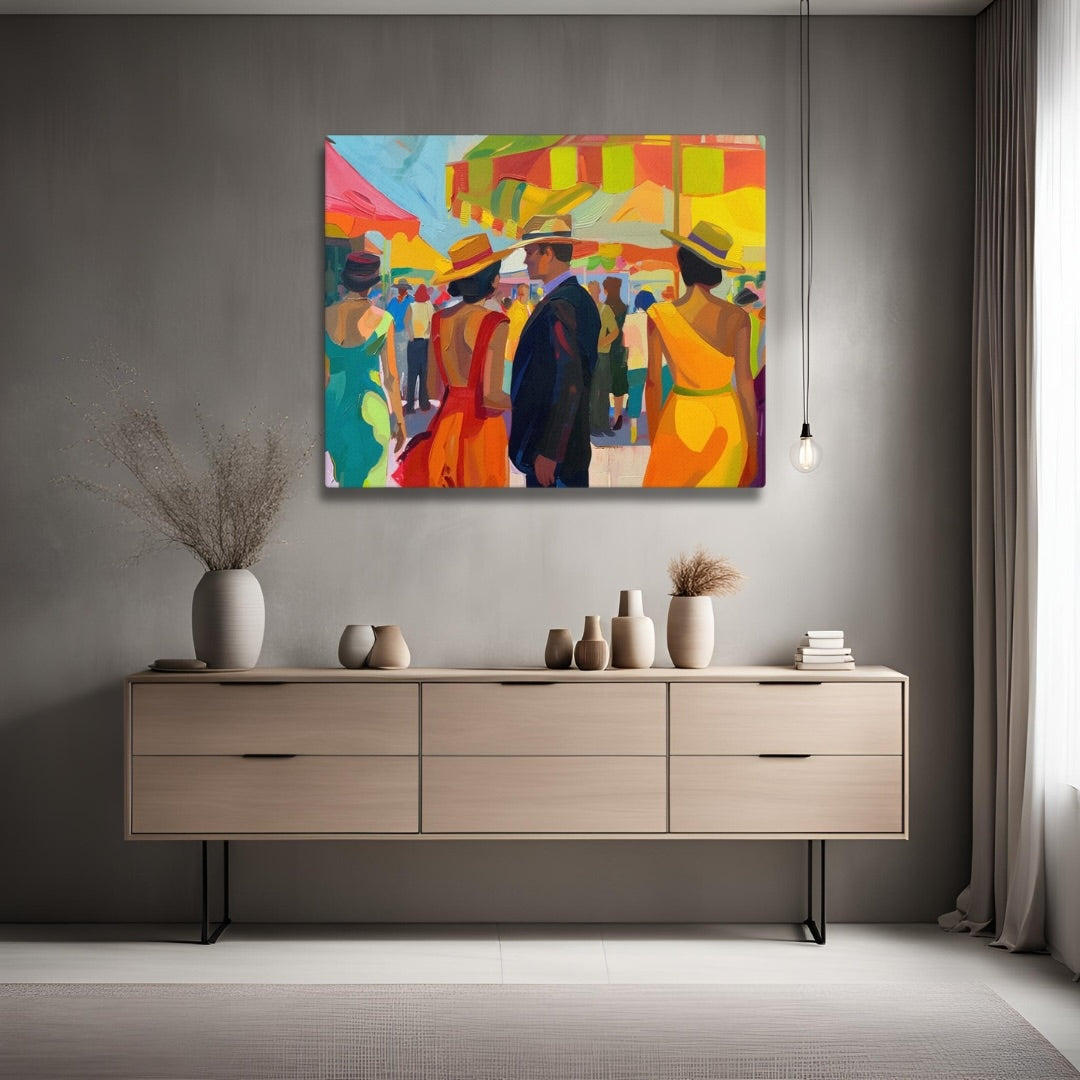 Context image of Spanish vintage canvas print with the Colors of Seville artwork by Drese Art