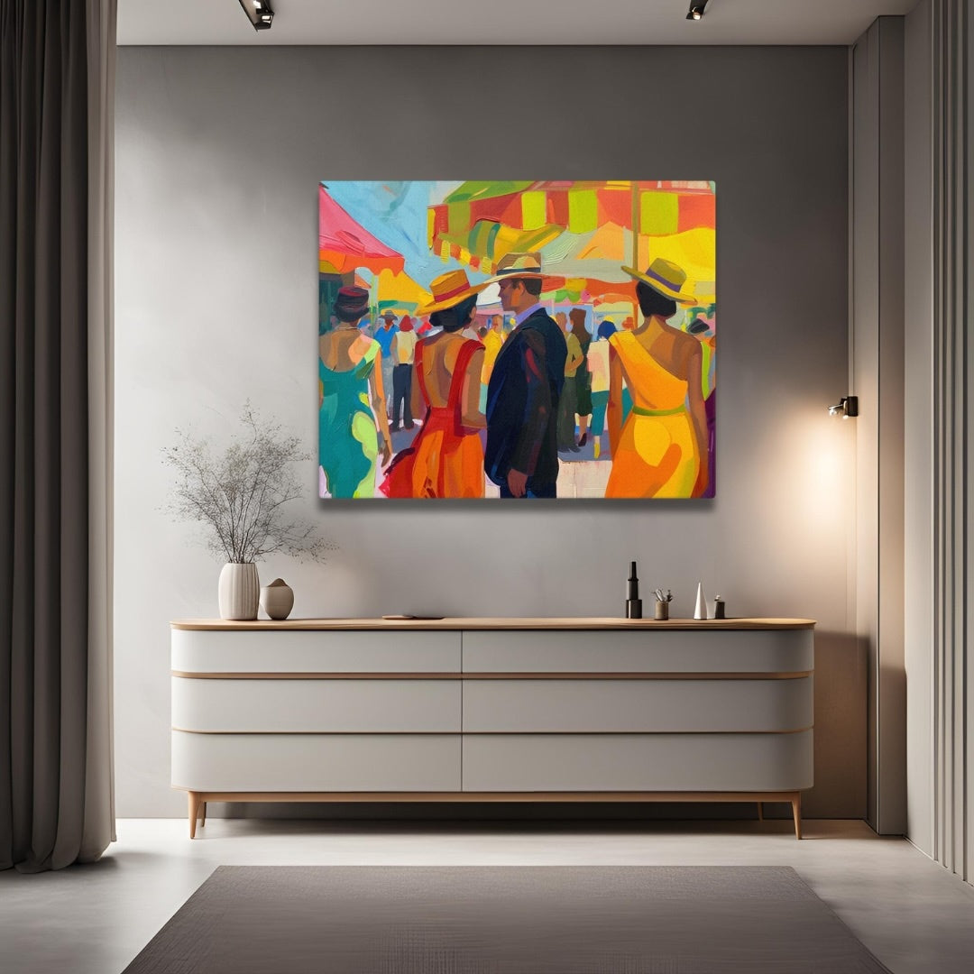 Context image of Spanish vintage canvas print with the Colors of Seville artwork by Drese Art