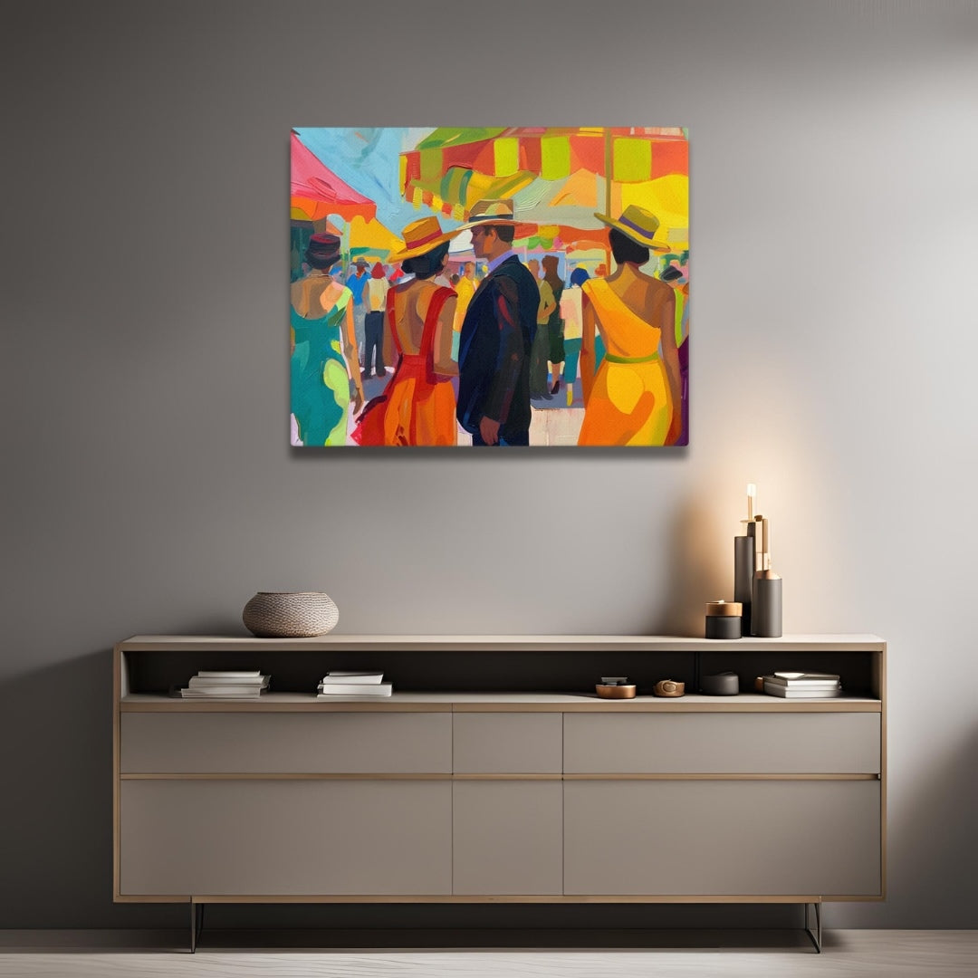Context image of Spanish vintage canvas print with the Colors of Seville artwork by Drese Art