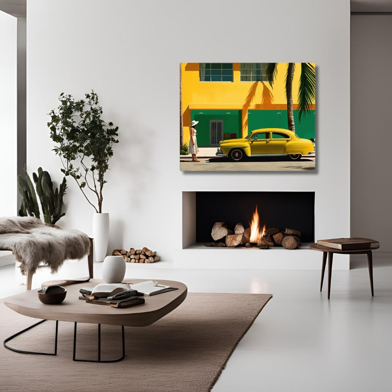 Context image of American vintage canvas print with the Miami Mid-Century artwork by Drese Art