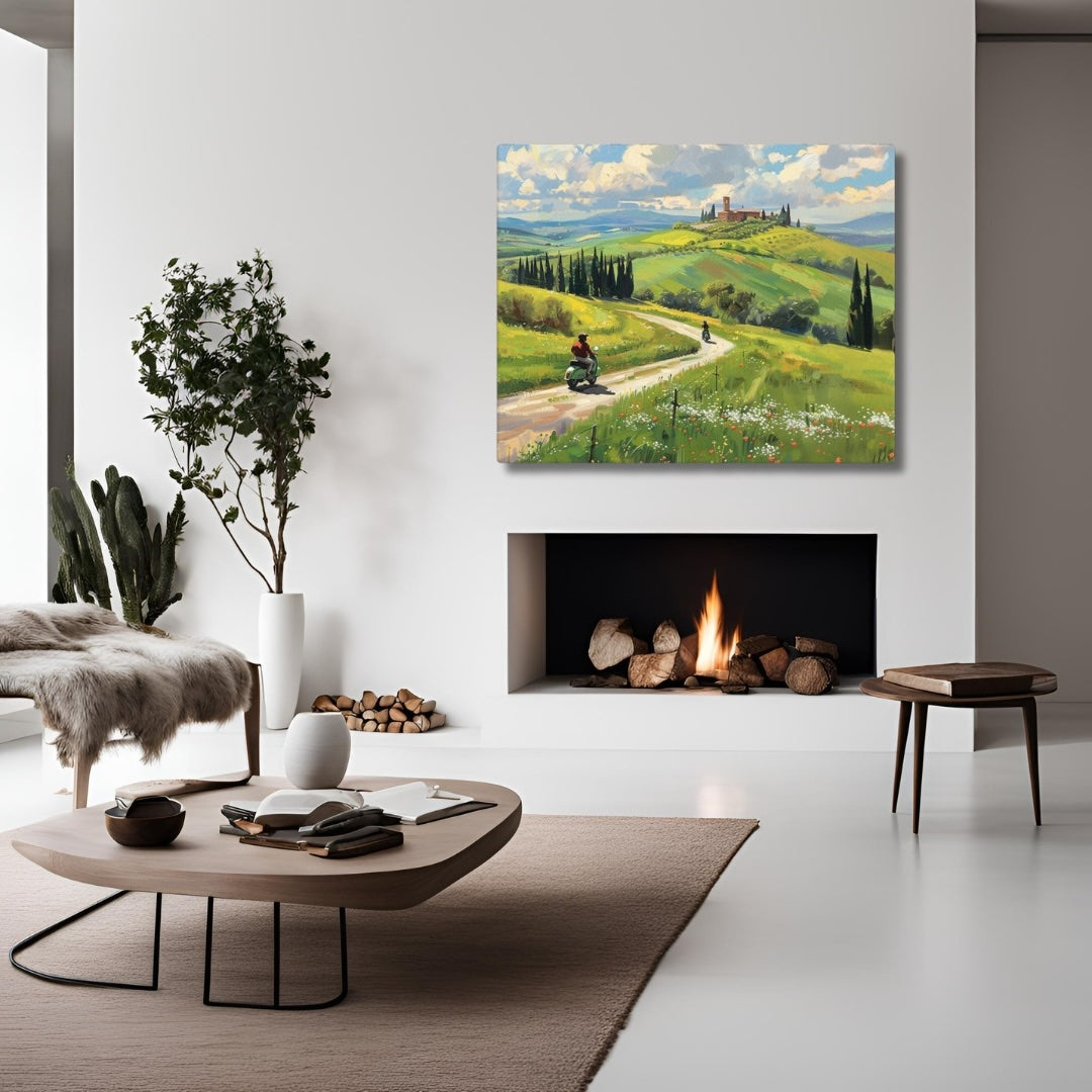 Context image of Italian vintage canvas print with the Tuscan Splendor artwork by Drese Art
