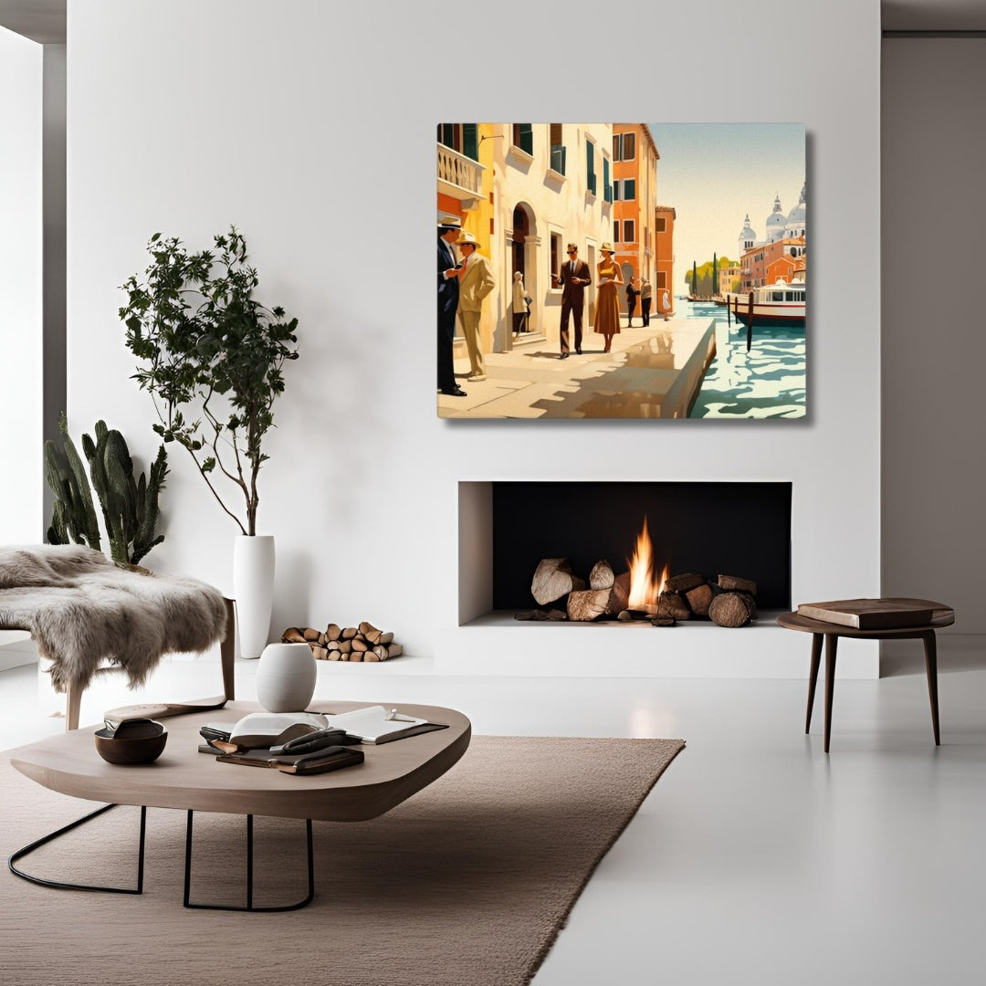 Context image of Italian vintage canvas print with the Venice Canal artwork by Drese Art