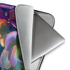 Detail view of laptop sleeve Ethereal Bloom by Drese Art — airy floral motifs with soft gradients