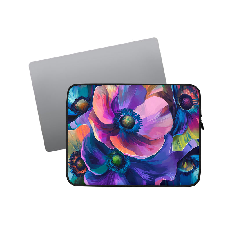 Laptop sleeve Luminous Depths by Drese Art — deep tones with glowing florals