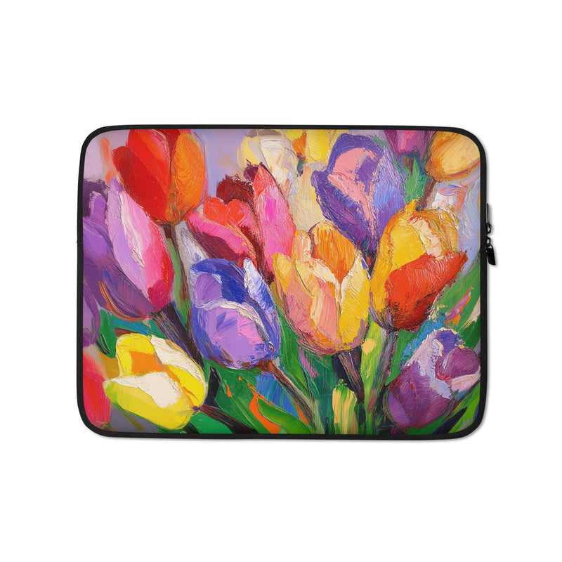 13-inch laptop sleeve Vibrant Awakening by Drese Art — lively spring floral palette