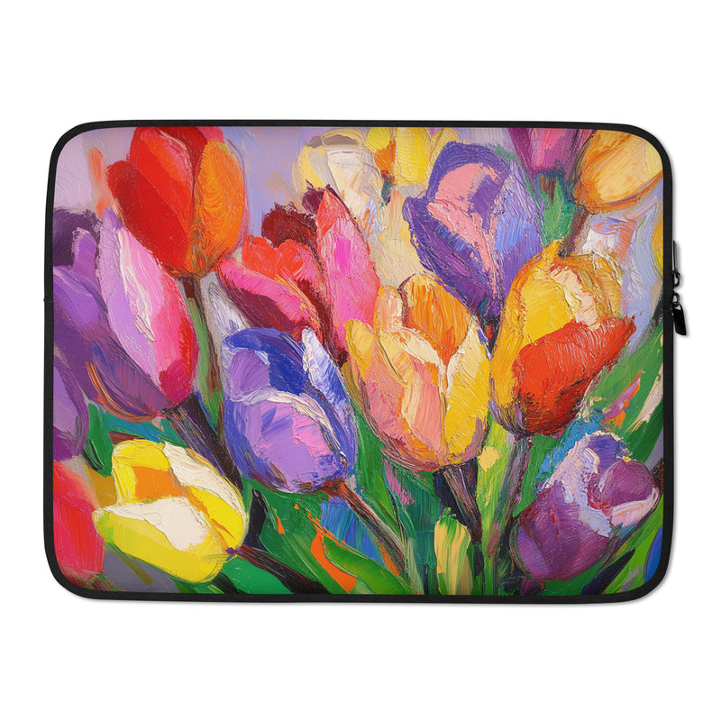 15-inch laptop sleeve Vibrant Awakening by Drese Art — lively spring floral palette