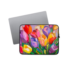 Laptop sleeve Vibrant Awakening by Drese Art — lively spring floral palette