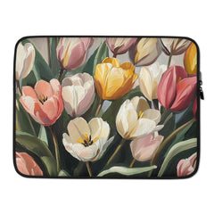 15-inch laptop sleeve Whispers of Spring by Drese Art — delicate florals in fresh greens