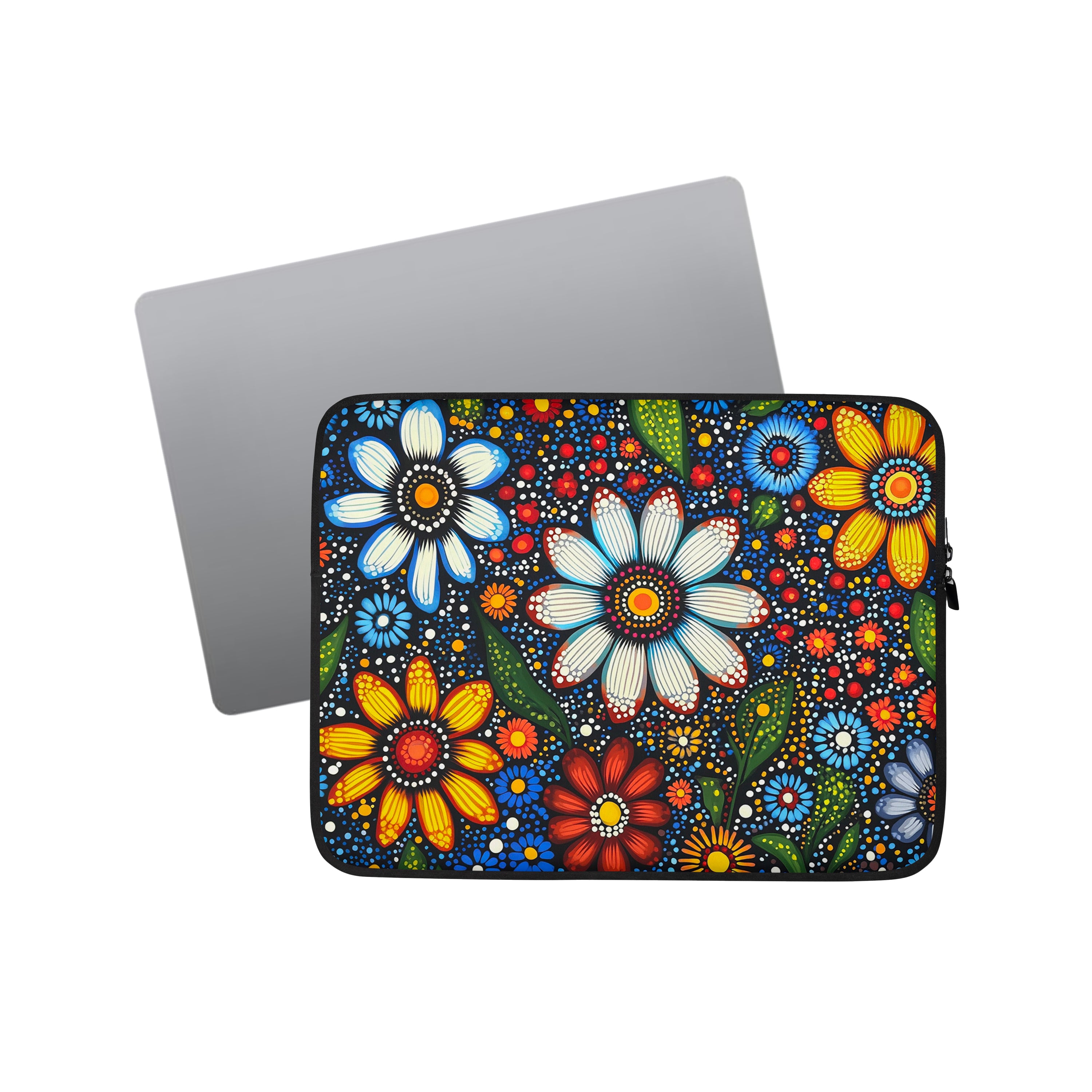 Laptop sleeve Blooming Dreamtime by Drese Art — Indigenous Australian floral motifs