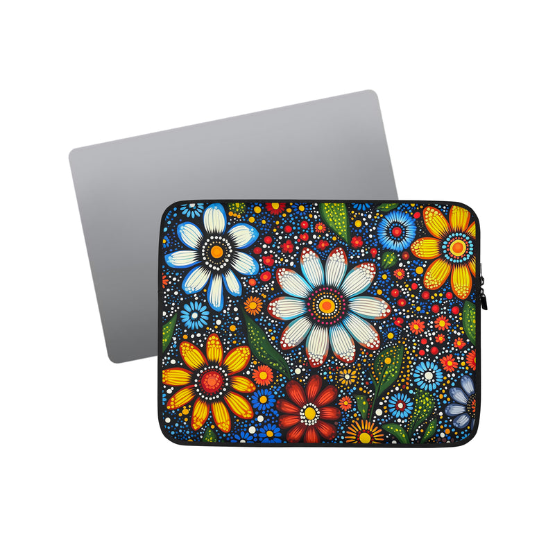 Laptop sleeve Blooming Dreamtime by Drese Art — Indigenous Australian floral motifs