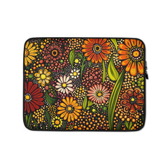 13-inch laptop sleeve Flourishing Earth by Drese Art — earthy tones with cultural patterns.