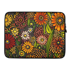 15-inch laptop sleeve Flourishing Earth by Drese Art — earthy tones with cultural patterns.
