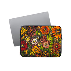 Laptop sleeve Flourishing Earth by Drese Art — earthy tones with cultural patterns