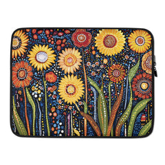 15-inch of laptop sleeve Sunlit Dreaming by Drese Art — warm Indigenous floral pattern