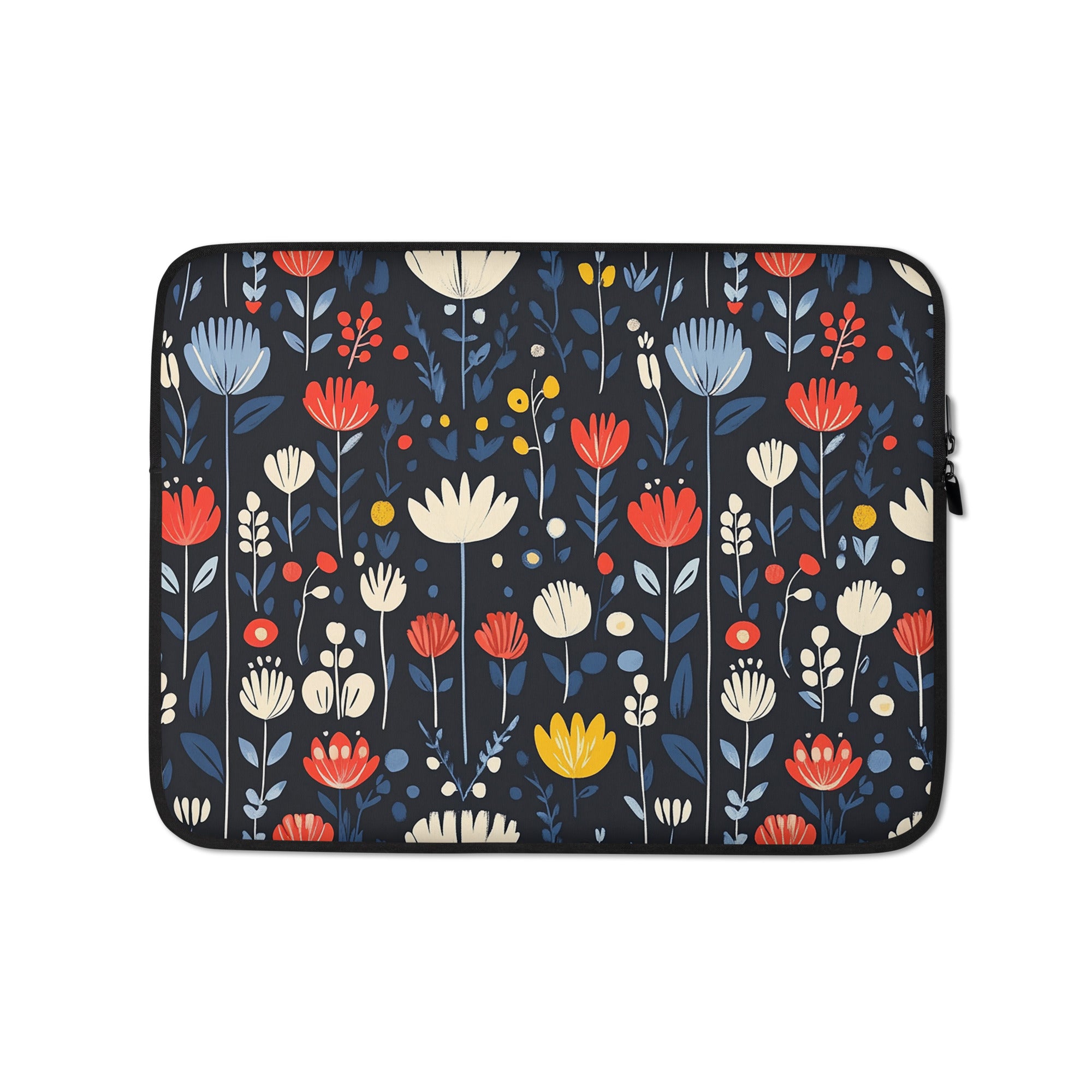 13-inch laptop sleeve Nordic Meadow by Drese Art — Scandinavian floral design in soft hues