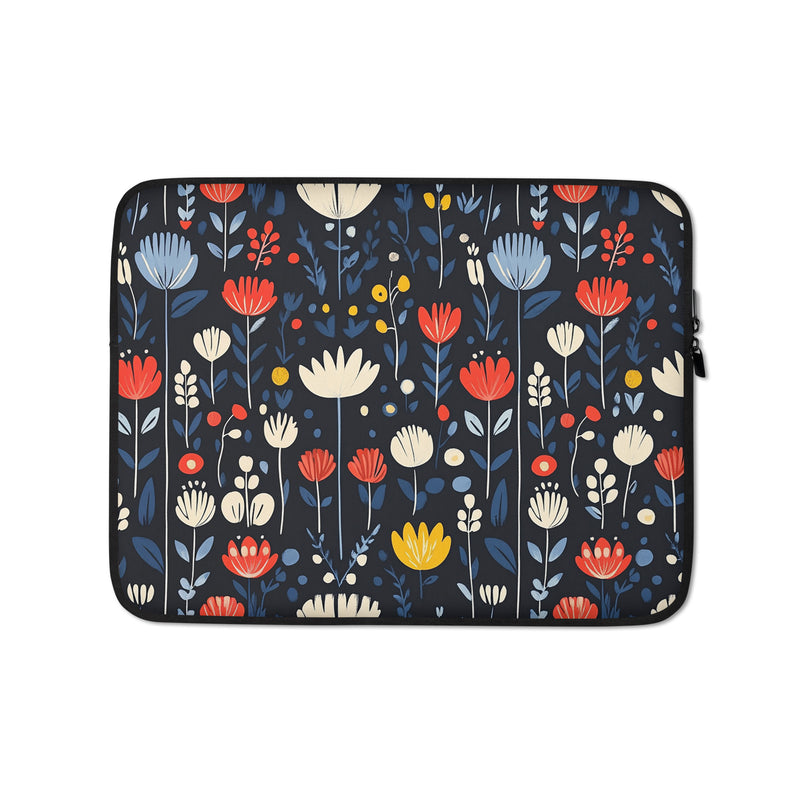 13-inch laptop sleeve Nordic Meadow by Drese Art — Scandinavian floral design in soft hues