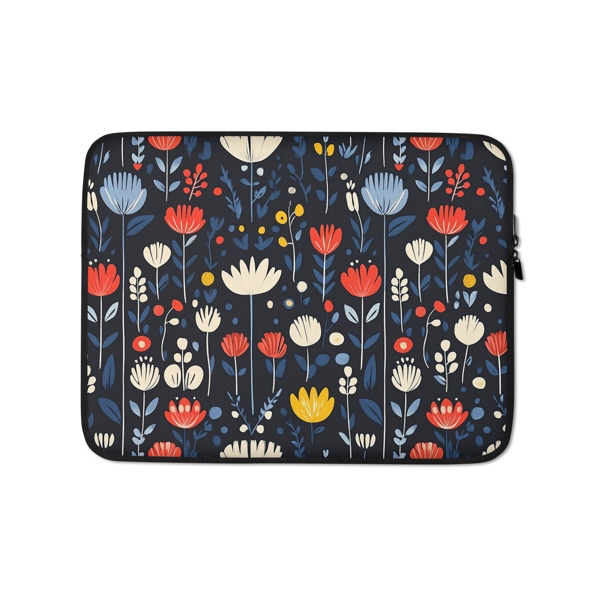 13-inch laptop sleeve Nordic Meadow by Drese Art — Scandinavian floral design in soft hues