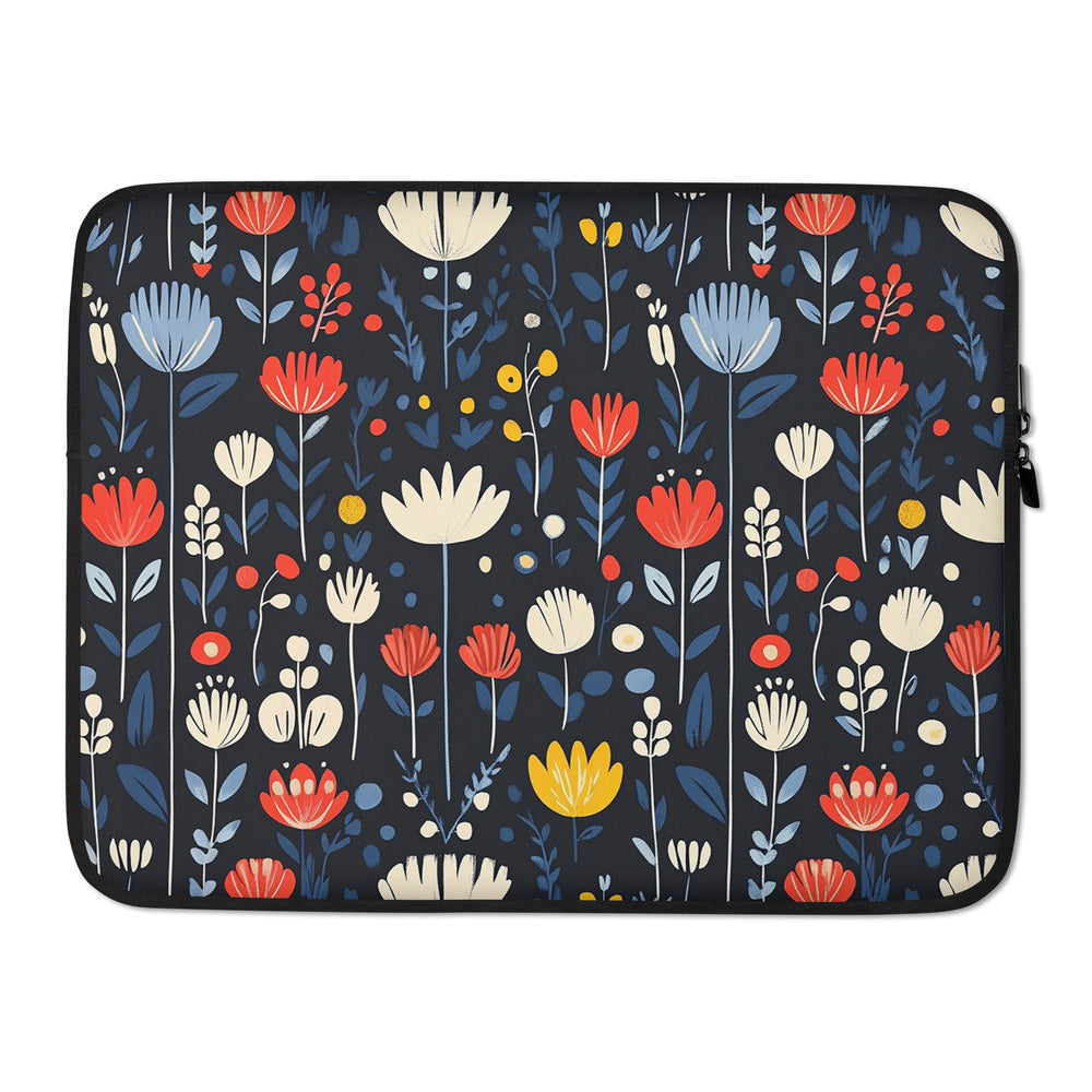 15-inch laptop sleeve Nordic Meadow by Drese Art — Scandinavian floral design in soft hues