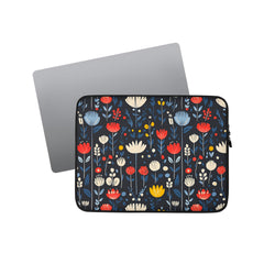 Laptop sleeve Nordic Meadow by Drese Art — Scandinavian floral design in soft hues