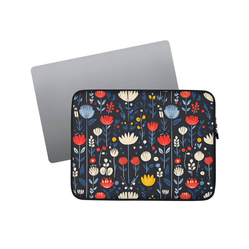 Laptop sleeve Nordic Meadow by Drese Art — Scandinavian floral design in soft hues