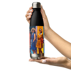 Context image of an American vintage stainless steel water bottle with the Colors of SoHo artwork by Drese Art