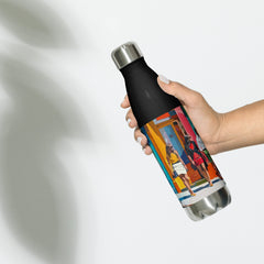 Context view of an American vintage stainless steel water bottle featuring the SoHo Style artwork by Drese Art
