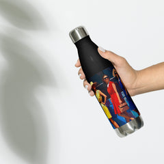 Context image of an American vintage stainless steel water bottle with the Colors of SoHo artwork by Drese Art