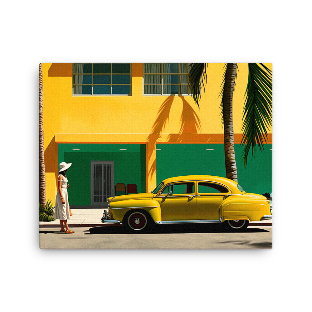 16x20-inch American vintage canvas print with the Miami Mid-Century artwork by Drese Art