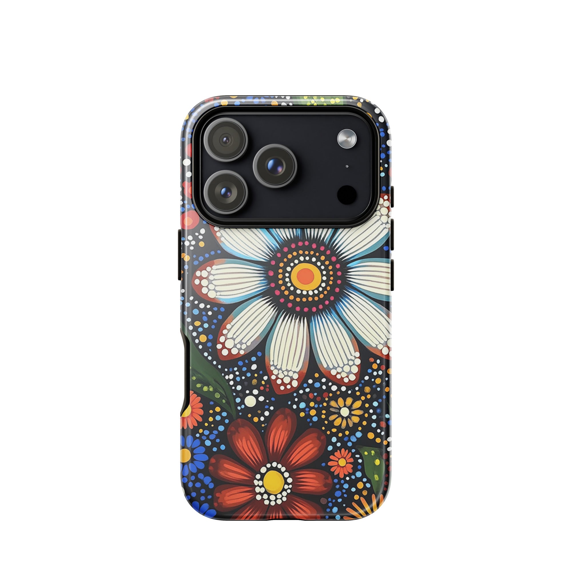 Ethnic floral iPhone 18 Pro case with the Blooming Dreamtime artwork by Drese Art