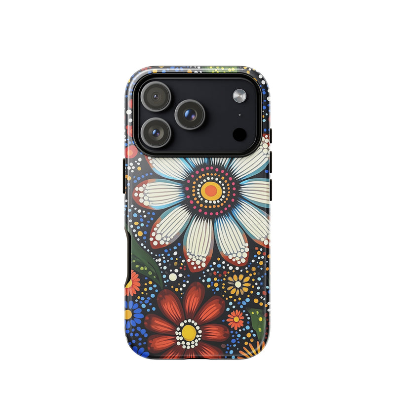 Ethnic floral iPhone 18 Pro case with the Blooming Dreamtime artwork by Drese Art