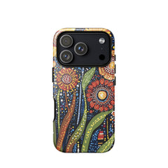 Ethnic floral iPhone 18 Pro case with the Sunlit Dreaming artwork by Drese Art