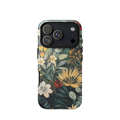 Floral iPhone case for iPhone 18 Pro with the Midnight Bloom artwork by Drese Art
