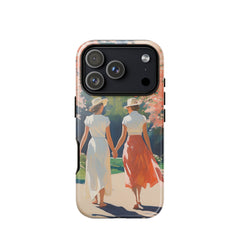 Pride-inspired American vintage iPhone case for iPhone 18 Pro with the Springtime Serenade artwork by Drese Art