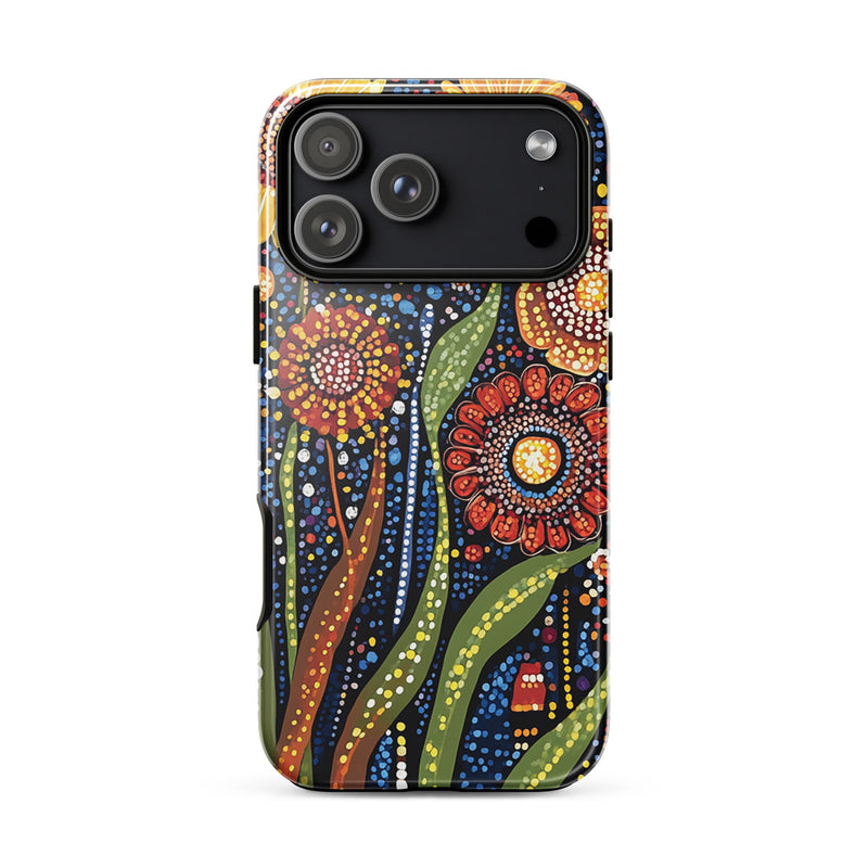 Ethnic floral iPhone 18 Pro Max case with the Sunlit Dreaming artwork by Drese Art