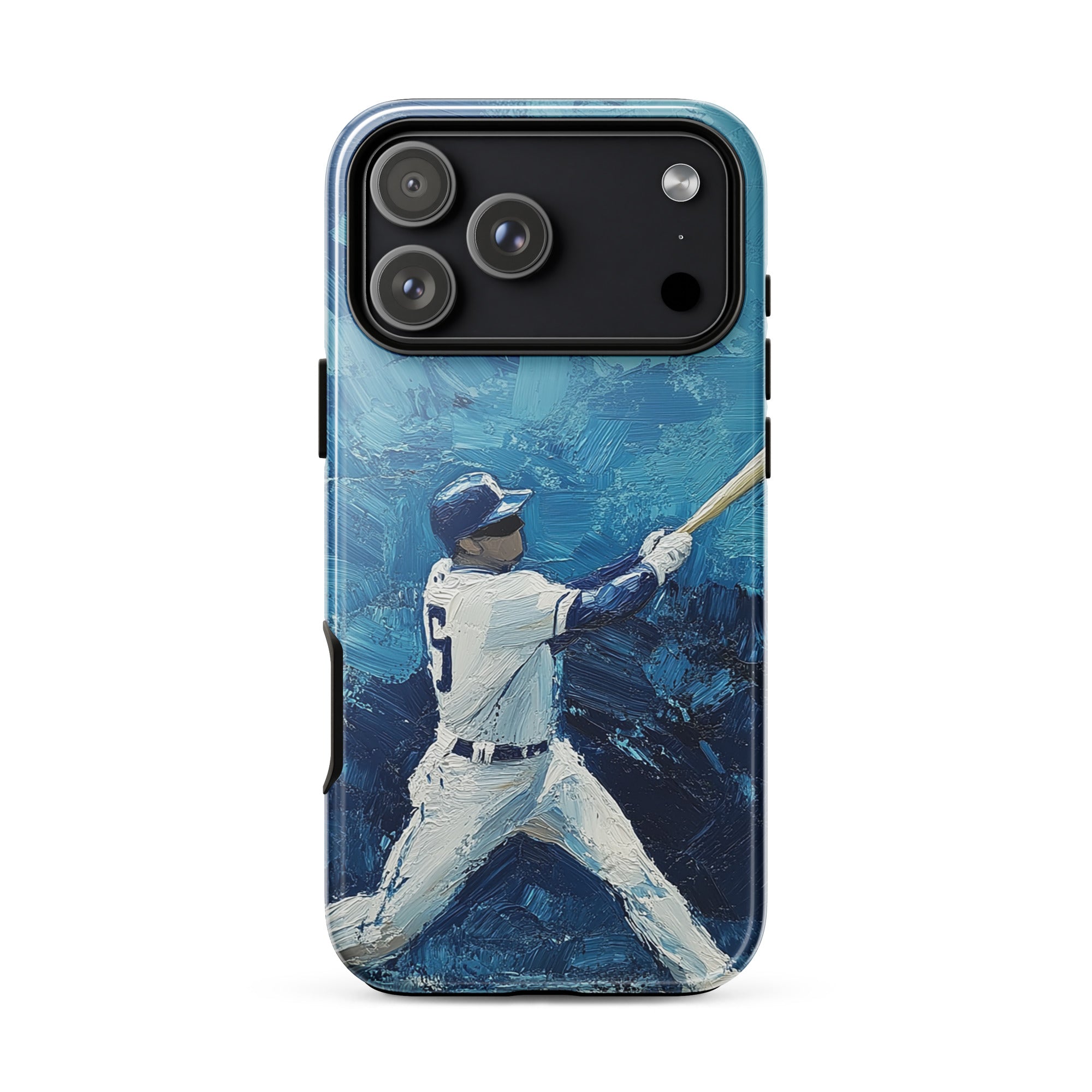 Baseball-inspired iPhone case for iPhone 18 Pro Max with the Frozen Swing artwork by Drese Art