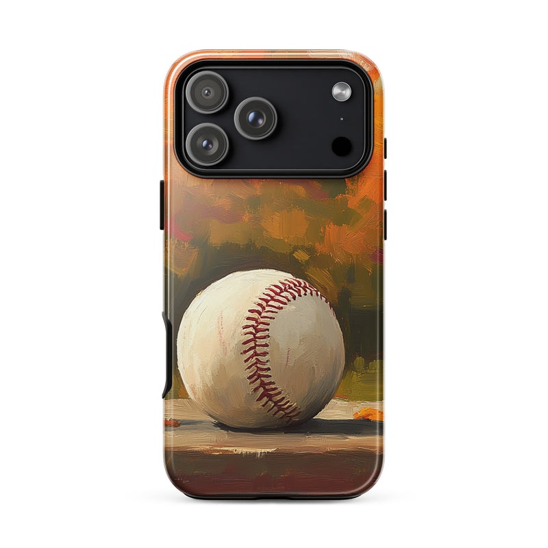 Baseball-inspired iPhone case for iPhone 18 Pro Max with the Autumn Pause artwork by Drese Art