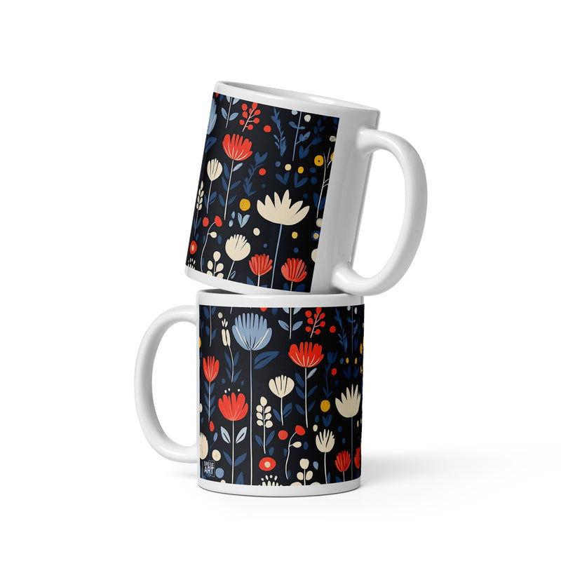 Hygge Skandinavische Tasse – Nordic Meadow – Keramik, Glänzend, Mikrowellengeeignet – Drese Art
