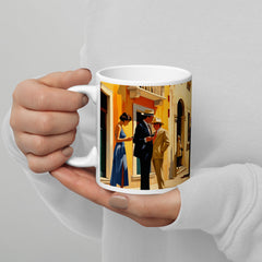 Context image of Italian vintage ceramic mug with the Venice Canal artwork by Drese Art