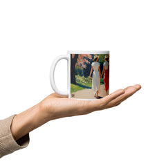 Context image of Pride-inspired American vintage mug with the Springtime Serenade artwork by Drese Art