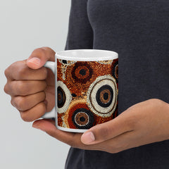 Context image of Ethnic patterned ceramic mug with the Sacred Earth artwork by Drese Art