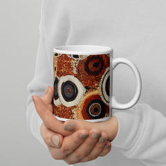 Context image of Ethnic patterned ceramic mug with the Sacred Earth artwork by Drese Art