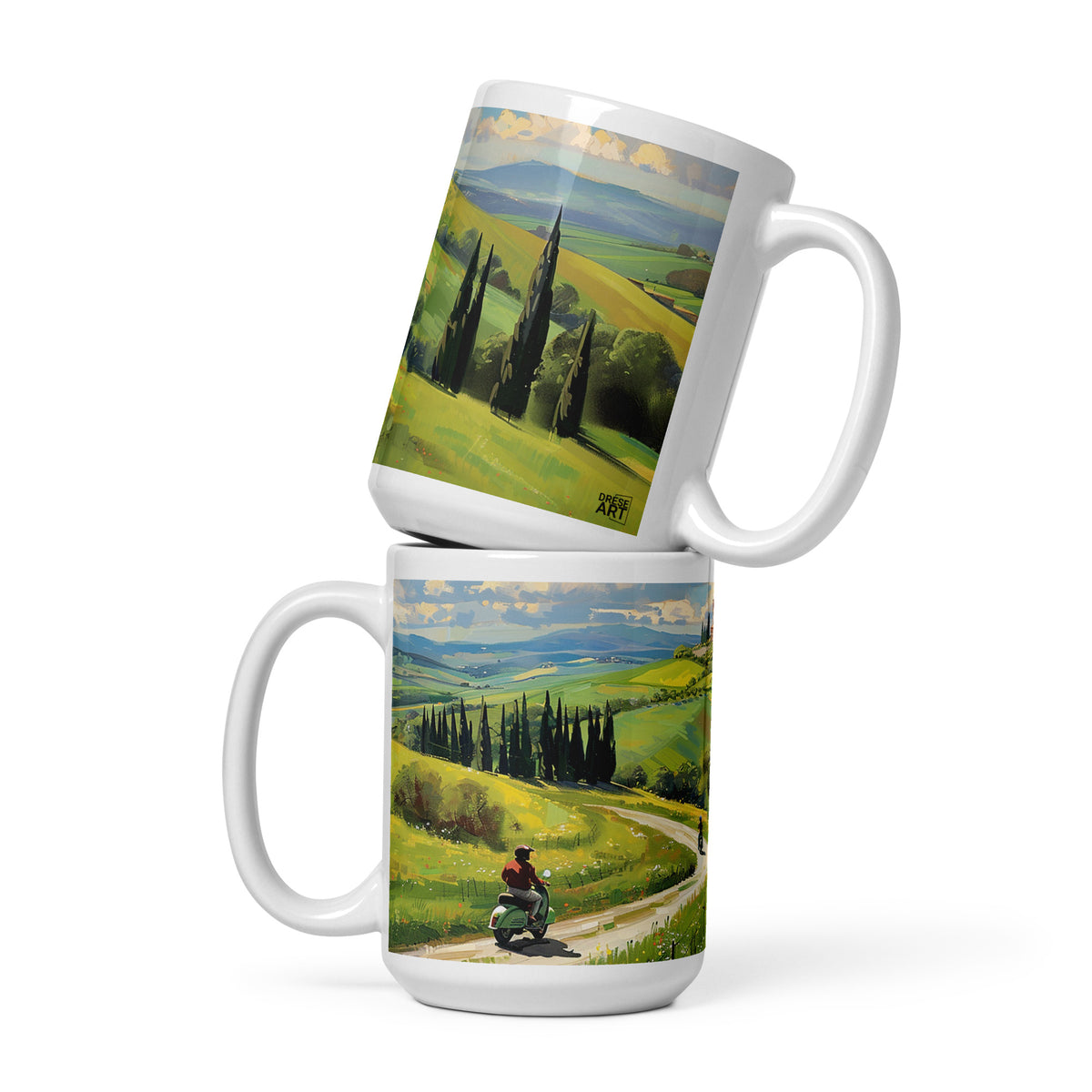 15-oz (45 cl) Italian vintage ceramic mug with the Tuscan Splendor artwork by Drese Art