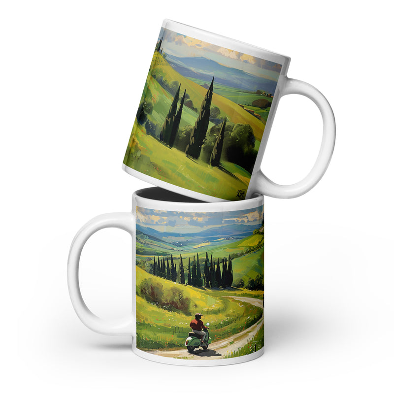 20-oz (60 cl) Italian vintage ceramic mug with the Tuscan Splendor artwork by Drese Art